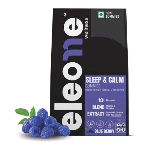 1 - Eleone Wellness Sleep & Calm 10mg Melatonin,  30 gummies  Blue Berry 