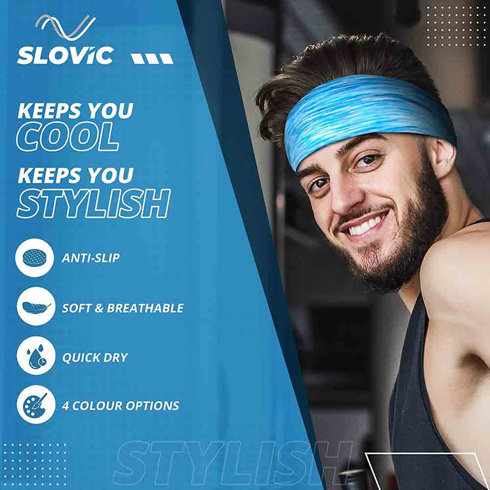 4 - SLOVIC Sport Headband,  Black  Free Size 