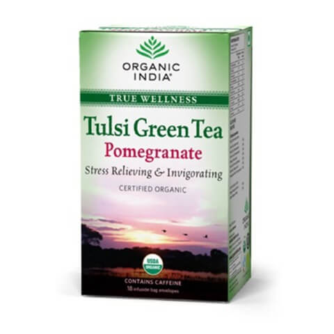Organic India Green Tea with Pomegranate, 18 Piece(s)/Pack Tulsi Organic India Green Tea with Pomegranate, 18 Piece(s)/Pack Tulsi