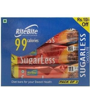 RiteBite Sugarless 99 Cal Pack of 3, 243 g Choco Lite