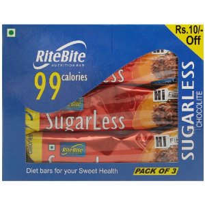 RiteBite Sugarless 99 Cal Pack of 3, 243 g Choco Lite