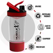 1 - MuscleXP Power XP Blender Shaker with Compartment, Transparent & Red 700 ml