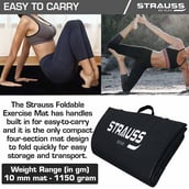 5 - Strauss Yoga Mat Rolling, Black 10mm