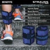 3 - Strauss Ankle Weight (Pair),  Blue  1 kg 