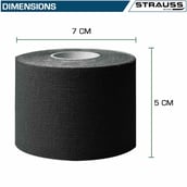 5 - Strauss Kinesiology Sports Tape,  Black  5 m 