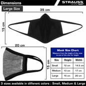 6 - Strauss Unisex Anti-Bacterial Protection Mask, Large, Grey