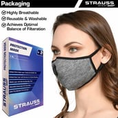 4 - Strauss Unisex Anti-Bacterial Protection Mask with Vent,  Small, Grey 
