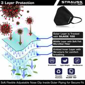1 - Strauss Unisex Anti-Bacterial Protection Mask with Vent,  Large, Black 