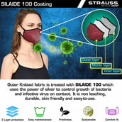2 - Strauss Unisex Anti-Bacterial Protection Mask,  Medium, Red 