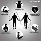 1 - Strauss Speed Skipping Rope, Black Free Size