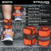 3 - Strauss Ankle Weight (Pair),  Orange  1 kg 