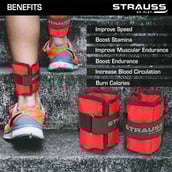 3 - Strauss Ankle Weight (Pair),  Red  1 kg 