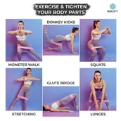 3 - Boldfit Fabric Resistance Band,  Pink  Free Size (Medium Resistance) 