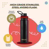 6 - Boldfit Thermo Water Bottle,  Black  750 ml 