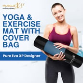 3 - MuscleXP Yoga Mat with Cover Bag,  Blue  6 mm 