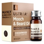 7 - Ustraa Mooch and Beard Oil Woody,  35 ml  with Cedar Wood & Wheat Germ Oil 