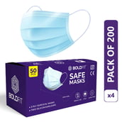 1 - Boldfit 3 Layer Surgical Face Mask with Nose Pin, Blue Pack of 4