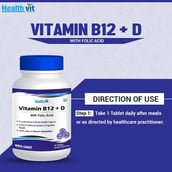 6 - Healthvit Vitamin B12 + D3 with Folic Acid,  60 tablet(s)  Unflavoured 