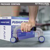 8 - Strauss Moto Push Up Bar,  Pair (Black/Blue)  Free Size 