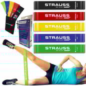 1 - Strauss Exercise Latex Resistance Bands (Set of 5),  Assorted  Medium Heavy and Light 