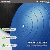 3 - Strauss Round Shape Anti Burst Gym Exercise Ball with Pump,  Blue  65 cm 