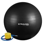 1 - Strauss Round Shape Anti Burst Gym Exercise Ball with Pump,  Black  85 cm 