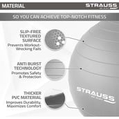 2 - Strauss Round Shape Anti Burst Gym Exercise Ball with Pump,  Grey  55 cm 