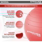 2 - Strauss Round Shape Anti Burst Gym Exercise Ball with Pump,  Red  55 cm 