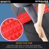 4 - Strauss Grid Yoga Massage Foam Roller, Red 45cm