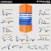 5 - Strauss Standard Yoga Massage Eva Foam Roller, Orange 30cm