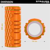 3 - Strauss Deep Tissue Yoga Massage Foam Roller, Orange 33cm