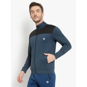 1 - John Ally Color block Jacket with Two Side Zipper Pocket, Airforce Medium