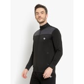 1 - John Ally Color block Jacket with Two Side Zipper Pocket, Black Medium