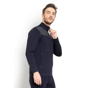 6 - John Ally Color block Jacket with Two Side Zipper Pocket,  Navy Blue  XL 