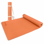 1 - Strauss Anti Skid EVA Yoga Mat with Carry Strap,  Orange  4mm 