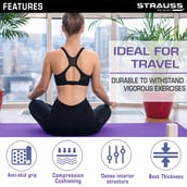 2 - Strauss Anti Skid TPE Yoga Mat with Carry Strap, Purple 8mm