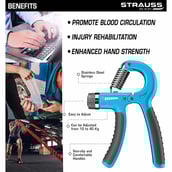 3 - Strauss Adjustable Hand Grip Strengthener,  Black and Blue 