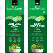 1 - NourishVitals Aloe Vera Amla Juice + Giloy Neem & Tulsi Juice 500 ml Combo,  Natural  2 Piece(s)/Pack 