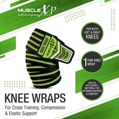 3 - MuscleXP Knee Wraps,  Black & Green  Free Size 