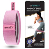 1 - MuscleXP Hip Loop Fabric Resistance Band,  Pink  (Medium) 15-inches 