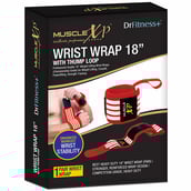2 - MuscleXP Wrist Wrap with Thumb Loop,  Red & White  18 inches 