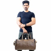 2 - Man Arden PVC Leather Travel Duffle Bag,  Pantone Tan 