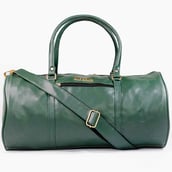 1 - Man Arden PVC Leather Barrel Style Travel Bag,  Green 