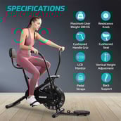 4 - beatXP Vortex Plus 4M Air Bike Exercise Cycle With Adjustable Cushioned Seat, Moving Handles, Back Support & Tummy Twister (Black)