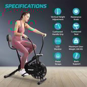 2 - beatXP Vortex Active 2M Air Bike with Adjustable Cushioned Seat, Moving Handles & Back Support (Black)