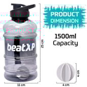 5 - beatXP Gallon Water Bottle with Mixer Ball and Strainer,  Black  1.5 L 