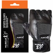 3 - MuscleXP Firm Stud Workout Gym Gloves,  Jet-Black  Free Size 