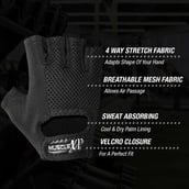 8 - MuscleXP Gear-Up Fitness Gym Gloves,  Black  Free Size 