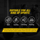 8 - MuscleXP Firm Stud Workout Gym Gloves,  Jet-Black  Free Size 