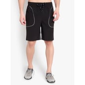 3 - John Ally Dry-Fit Gym Workout Shorts with Zipper Pockets & Color Block Detailing,  Large  Jet Black 